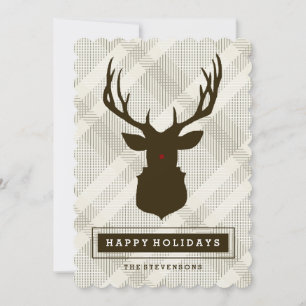 RUSTIC DEER   PLAID HOLIDAY CARD