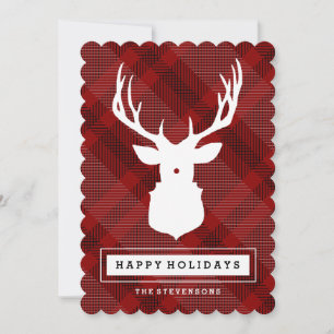 RUSTIC DEER   PLAID HOLIDAY CARD