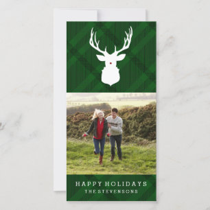 RUSTIC DEER   PLAID   STYLISH HOLIDAY CARD
