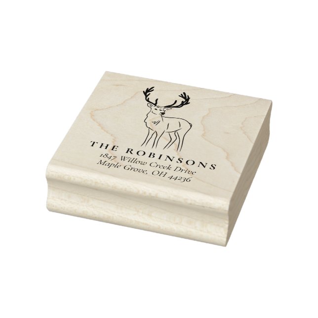 Rustic Deer Return Address Rubber Stamp (Stamp)