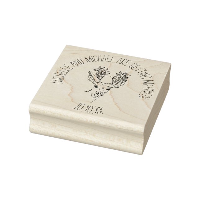 Rustic Deer Save the Date Rubber Stamp (Stamp)
