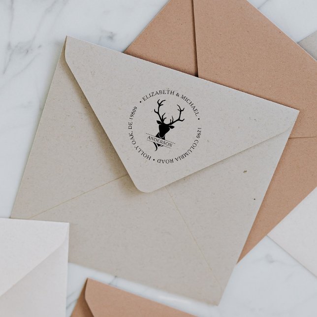 Rustic Deer Stag Head Antlers | Monogram Rubber Stamp (Creator Uploaded)