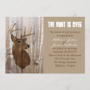 rustic deer the hunt is over wedding invitation