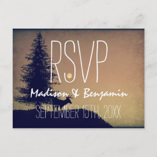 Rustic Deer Tree Wedding RSVP POSTCARDS