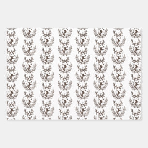 Rustic Deer Vintage Reindeer Gift Wrap