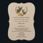 Rustic Deer Wedding - Orange Floral Invitation<br><div class="desc">A wedding invitation featuring an illustration of orange and yellow flowers and greenery arranged around the busts of a buck and doe .  Personalise the text with details of your occasion.  Wording is from bride's parents.</div>