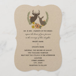 Rustic Deer Wedding - Orange Floral Invitation