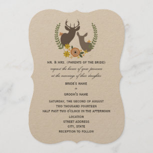 Rustic Deer Wedding - Orange Floral Invitation
