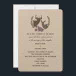 Rustic Deer Wedding - Purple Floral Invitation<br><div class="desc">A wedding invitation featuring an illustration of purple flowers and greenery arranged around the busts of a buck and doe .  Personalise the text with details of your occasion.  Wording is from bride's parents.</div>