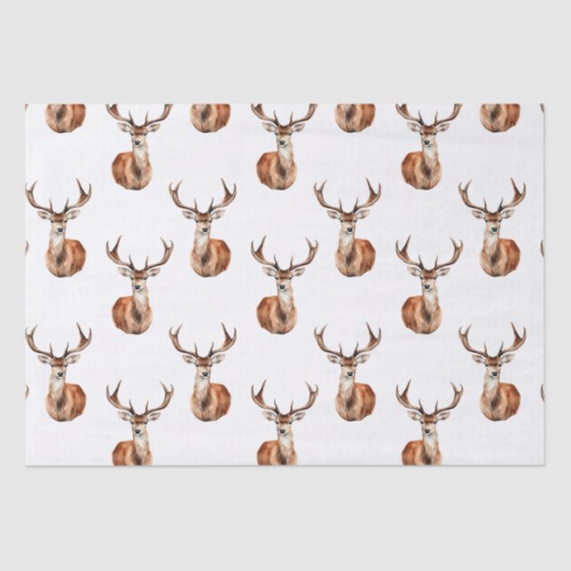 Rustic Deer Wildlife Watercolor Tissue Paper (Front)