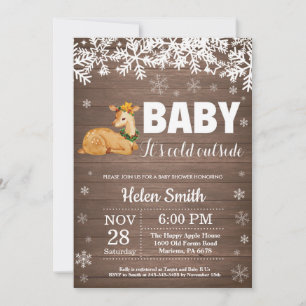 Rustic Deer Winter Baby Shower Invitation