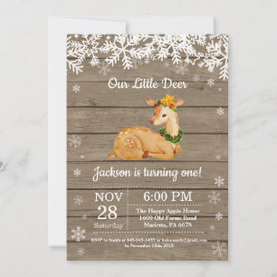 Rustic Deer Winter Boy Birthday Invitation
