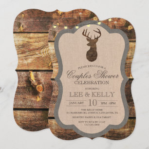 Rustic Deer Wood Couples Shower Invitation