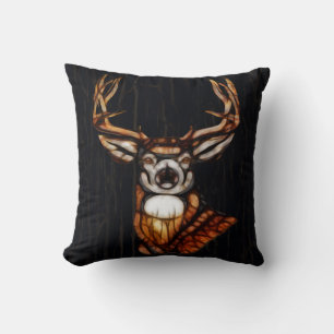 Rustic Deer Wooden Look Country Barn Hunting Cushion