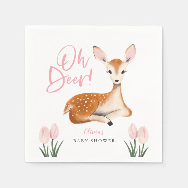 Rustic Deer Woodland Theme Baby Shower Napkin (Front)