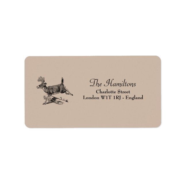 Rustic Deer Woodland Wedding Address Label (Front)