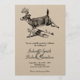 Rustic Deer Woodland Wedding Invitation