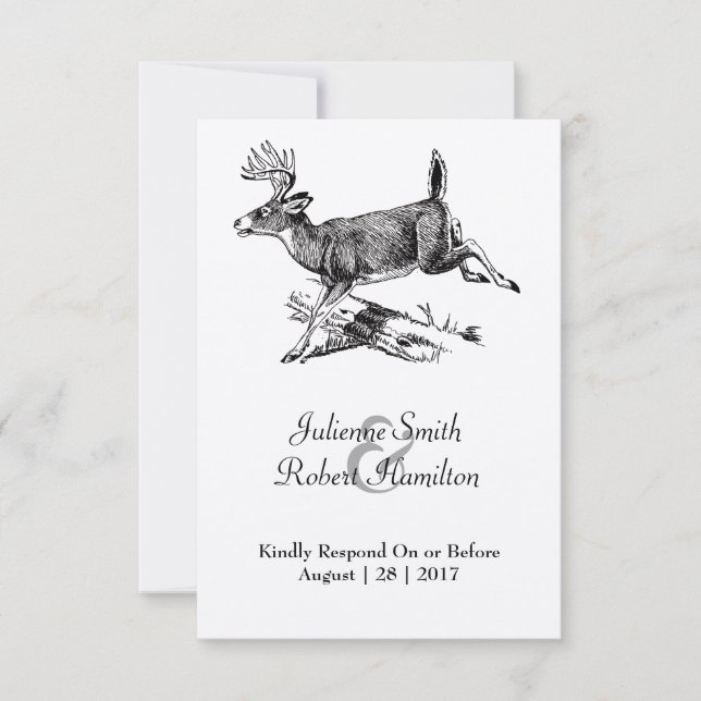 Rustic Deer Woodland Wedding RSVP Card (Front)