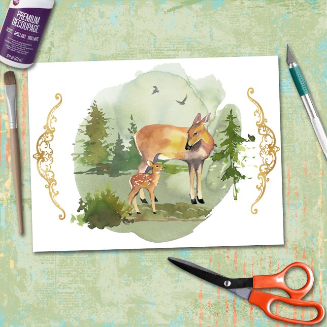 Rustic Deers Forest Adventure Gold Accents  Tissue Paper (Creator Uploaded)