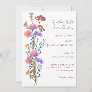 Rustic Delicate Acrylic Floral Bouquet Wedding Invitation
