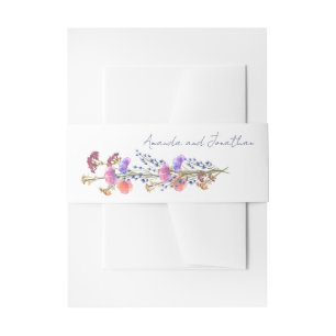 Rustic Delicate Acrylic Floral Bouquet Wedding Invitation Belly Band