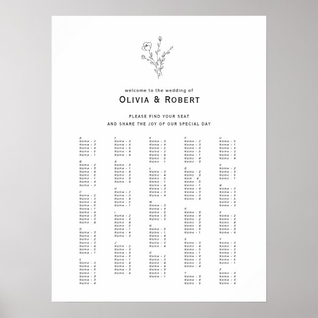 Rustic Delicate Alphabetical Wedding Sign (Front)