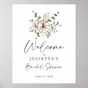 Rustic Delicate Pumpkin Bridal Shower Welcome Sign