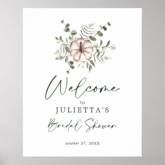 Rustic Delicate Pumpkin Bridal Shower Welcome Sign