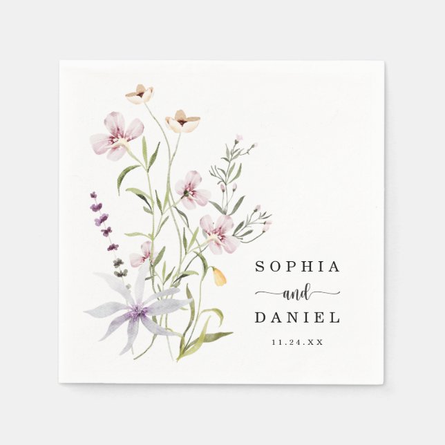 Rustic Delicate Wildflower Wedding Napkin (Front)