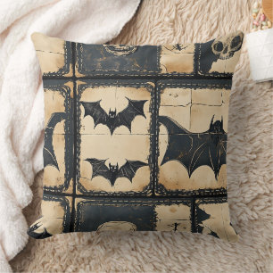 Rustic Denim Halloween Patchwork Pattern Cushion