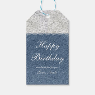 Rustic Denim & Lace Holiday Christmas Gift Tag