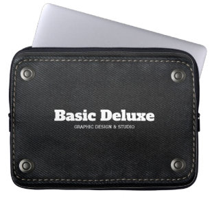 Rustic Denim Patch Business Card Dark Jean Laptop Sleeve