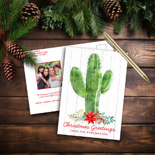 Rustic Desert Cactus Christmas Holiday Photo Postcard