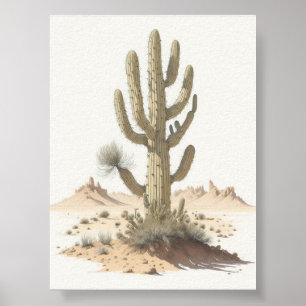 Rustic Desert Cactus Poster