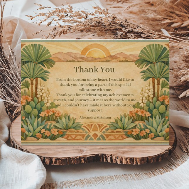 Rustic Desert Florals Birthday Thank You Card (Creator Uploaded)