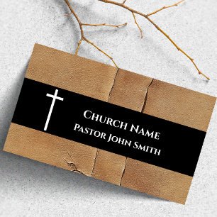 Rustic Desert Hide Brown Leather Church Business Card