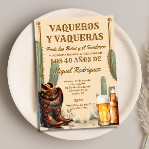 Rustic Desert Mexican Cowboy Spanish Birthday Invitation