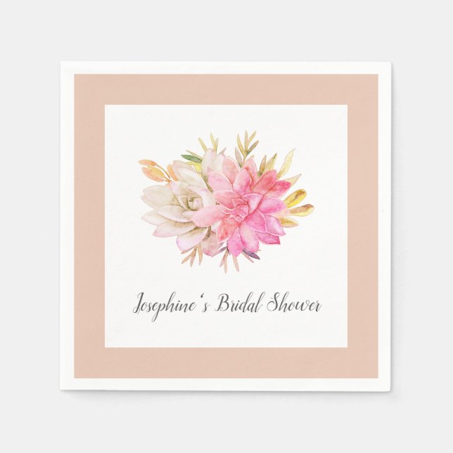 Rustic Desert Succulents Bridal Shower Napkin (Front)