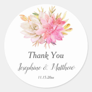 Rustic Desert Succulents Thank You Wedding Classic Round Sticker