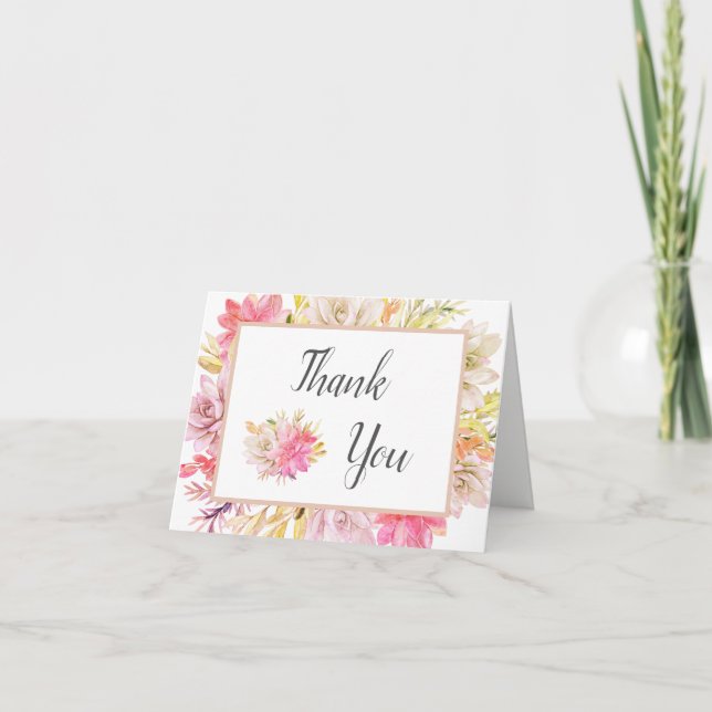 Rustic Desert Succulents Wedding Thank You Card (Front)