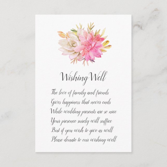 Rustic DesertSucculents Wedding Wishing Well Cards (Front)