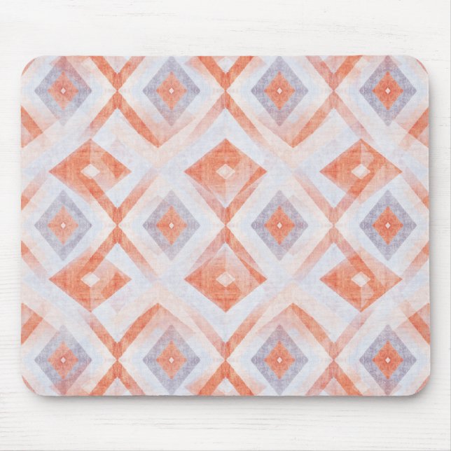Rustic Diamond Geometric in Terracotta and Blue Mouse Mat (Front)