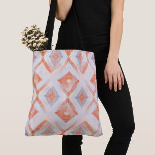 Rustic Diamond Geometric in Terracotta and Blue Tote Bag