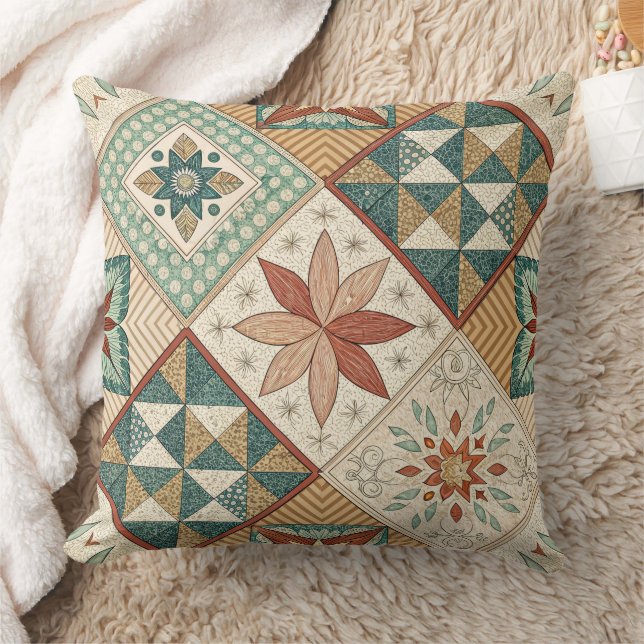 Rustic Diamond Patchwork Pattern - Geometric Cushion (Blanket)