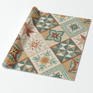 Rustic Diamond Patchwork Pattern - Geometric Wrapping Paper