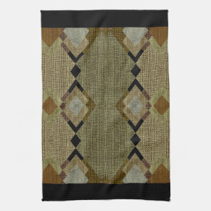 Rustic Diamonds Green & Brown Kitchen Towels