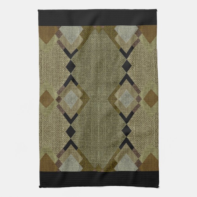 Rustic Diamonds Green & Brown Kitchen Towels (Vertical)