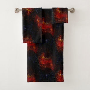 Rustic digitaly red texture with darkest curves    bath towel set