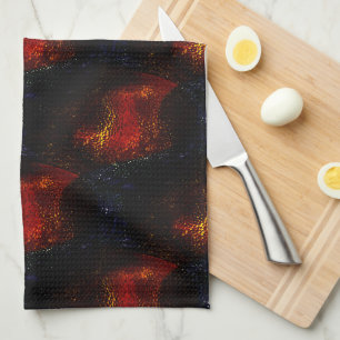 Rustic digitaly red texture with darkest curves tea towel