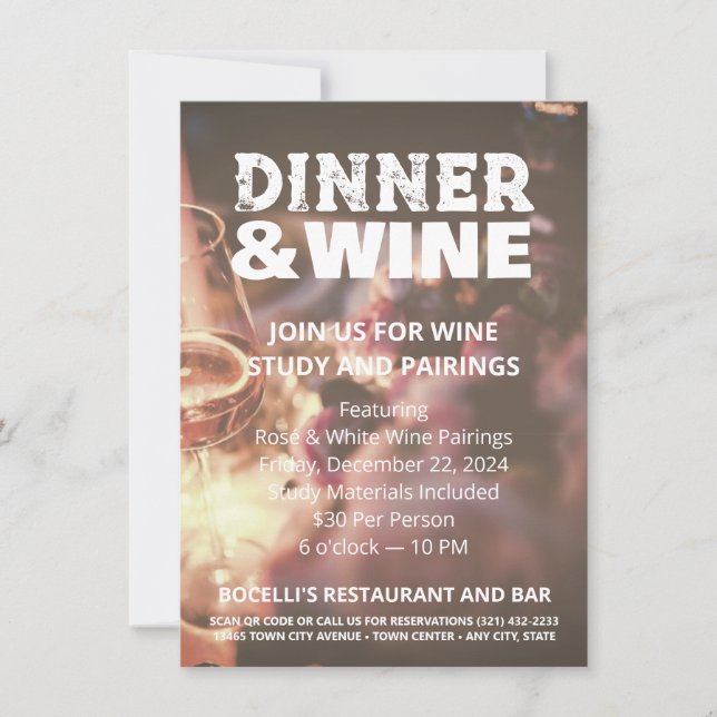 Rustic Dinner and Wine Photo Flyer Invitation (Front)